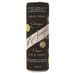 Canette de Gin Tonic classique sans alcool de HP Juniper chez Coq'Tail Mixologie