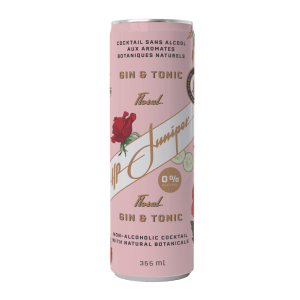 Canette de Gin Tonic Floral sans Alcool de HP Juniper chez Coq'Tail Mixologie