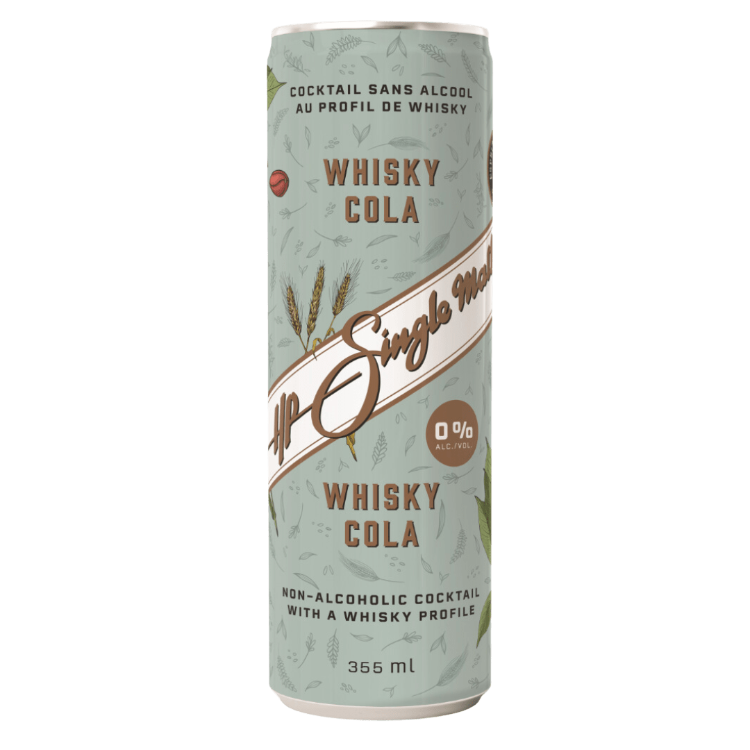 Canette de Whisky Cola sans alcool de HP Juniper chez Coq'Tail Mixologie
